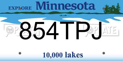 854TPJ Minnesota License Plate