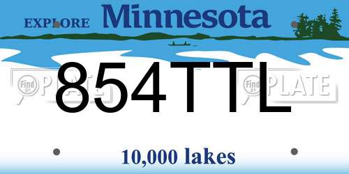 854TTL Minnesota License Plate