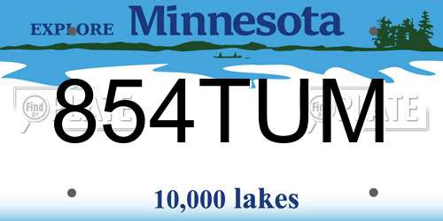 854TUM Minnesota License Plate