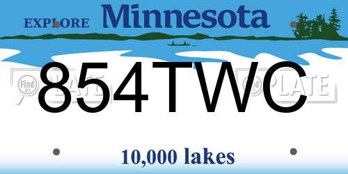 854TWC Minnesota License Plate