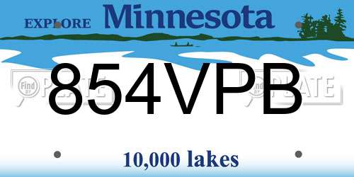 854VPB Minnesota License Plate
