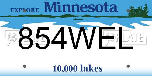 854WEL Minnesota License Plate