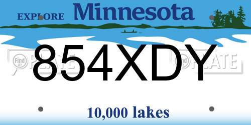 854XDY Minnesota License Plate