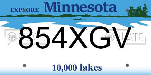 854XGV Minnesota License Plate