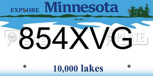 854XVG Minnesota License Plate