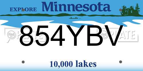854YBV Minnesota License Plate