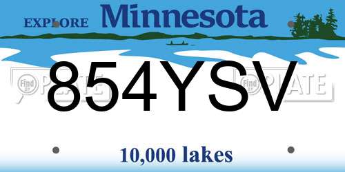 854YSV Minnesota License Plate