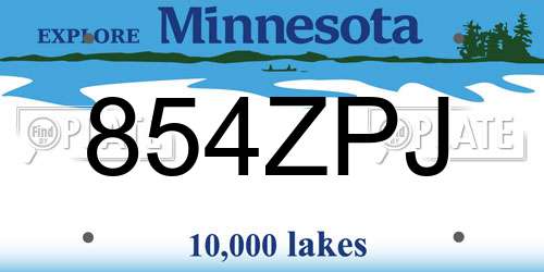 854ZPJ Minnesota License Plate