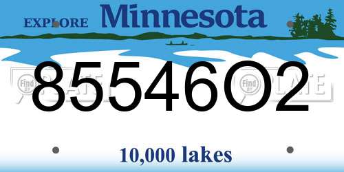 85546O2 Minnesota License Plate