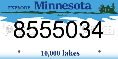 8555034 Minnesota License Plate