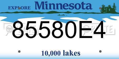 85580E4 Minnesota License Plate
