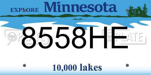 8558HE Minnesota License Plate