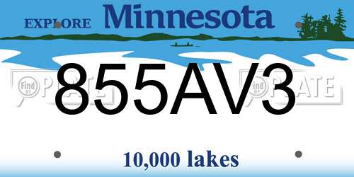 855AV3 Minnesota License Plate
