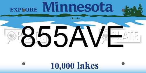 855AVE Minnesota License Plate