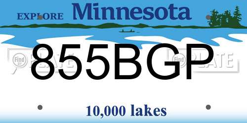 855BGP Minnesota License Plate