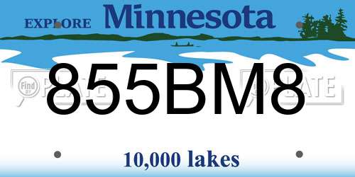 855BM8 Minnesota License Plate