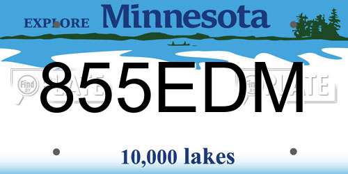 855EDM Minnesota License Plate