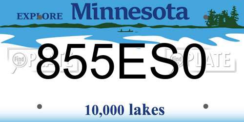 855ES0 Minnesota License Plate
