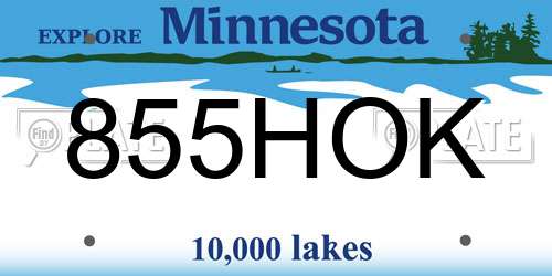 855HOK Minnesota License Plate