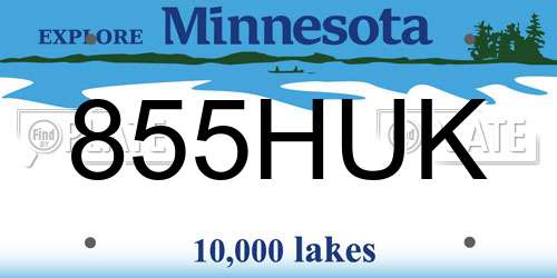 855HUK Minnesota License Plate