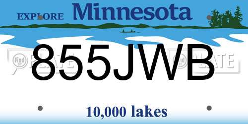 855JWB Minnesota License Plate