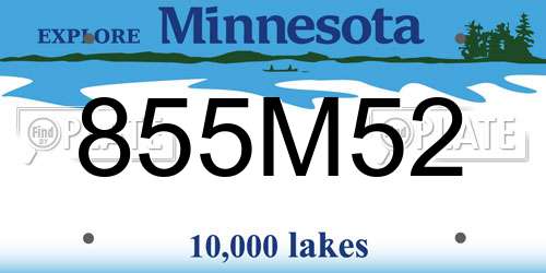855M52 Minnesota License Plate