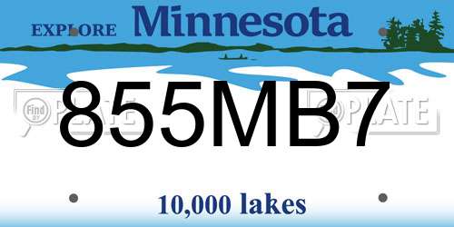 855MB7 Minnesota License Plate
