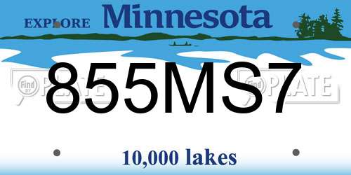 855MS7 Minnesota License Plate