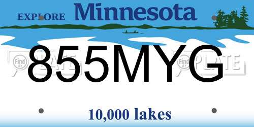 855MYG Minnesota License Plate