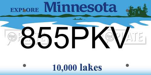 855PKV Minnesota License Plate