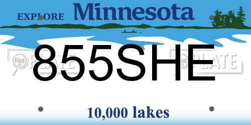 855SHE Minnesota License Plate