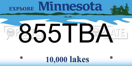 855TBA Minnesota License Plate