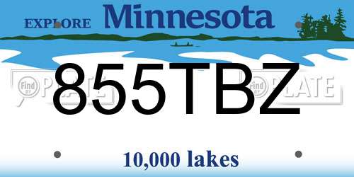 855TBZ Minnesota License Plate
