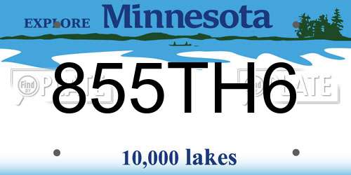 855TH6 Minnesota License Plate