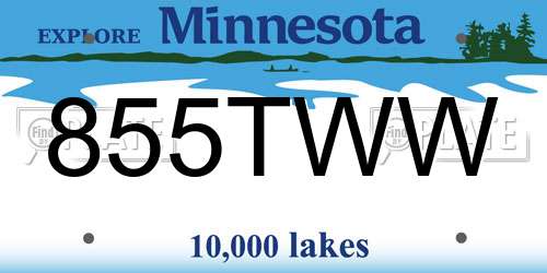 855TWW Minnesota License Plate