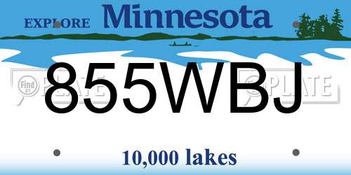 855WBJ Minnesota License Plate
