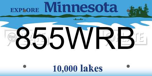855WRB Minnesota License Plate