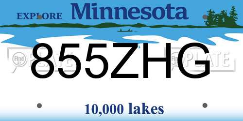 855ZHG Minnesota License Plate