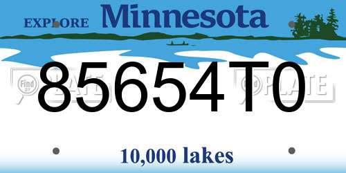 85654T0 Minnesota License Plate