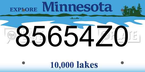 85654Z0 Minnesota License Plate