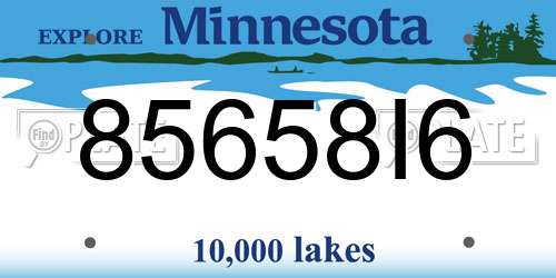 85658I6 Minnesota License Plate