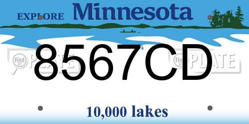 8567CD Minnesota License Plate