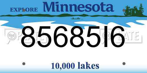 85685I6 Minnesota License Plate