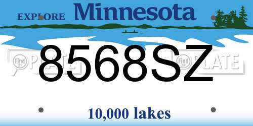 8568SZ Minnesota License Plate