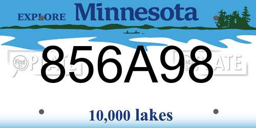 856A98 Minnesota License Plate