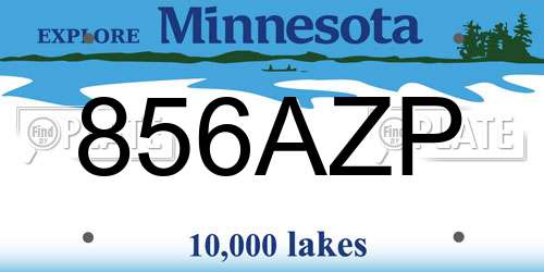 856AZP Minnesota License Plate