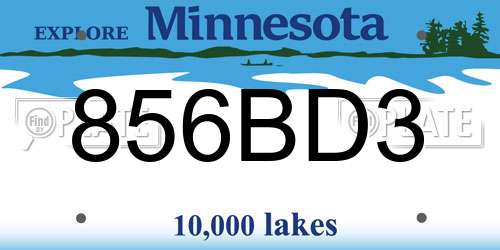 856BD3 Minnesota License Plate