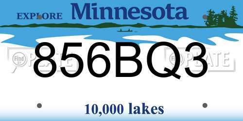 856BQ3 Minnesota License Plate