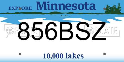 856BSZ Minnesota License Plate