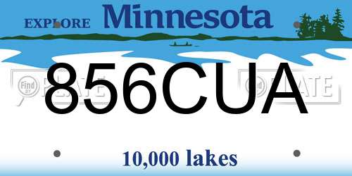 856CUA Minnesota License Plate